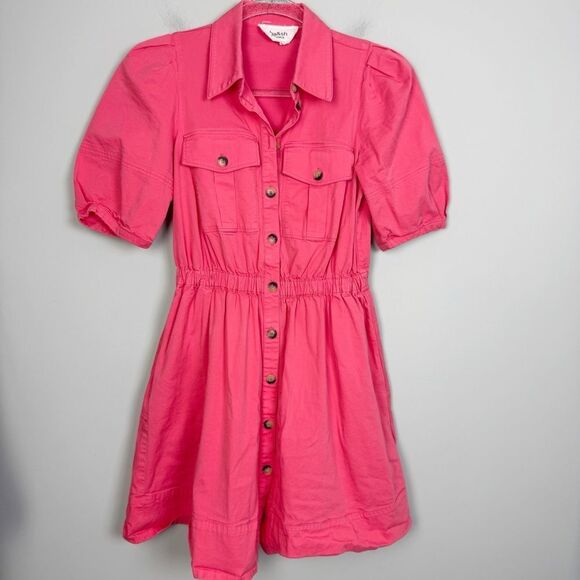 BA&SH | Coral Lincoln Short Sleeve Button-Up Mini Dress Women’s Size X-Small - Picture 3 of 13